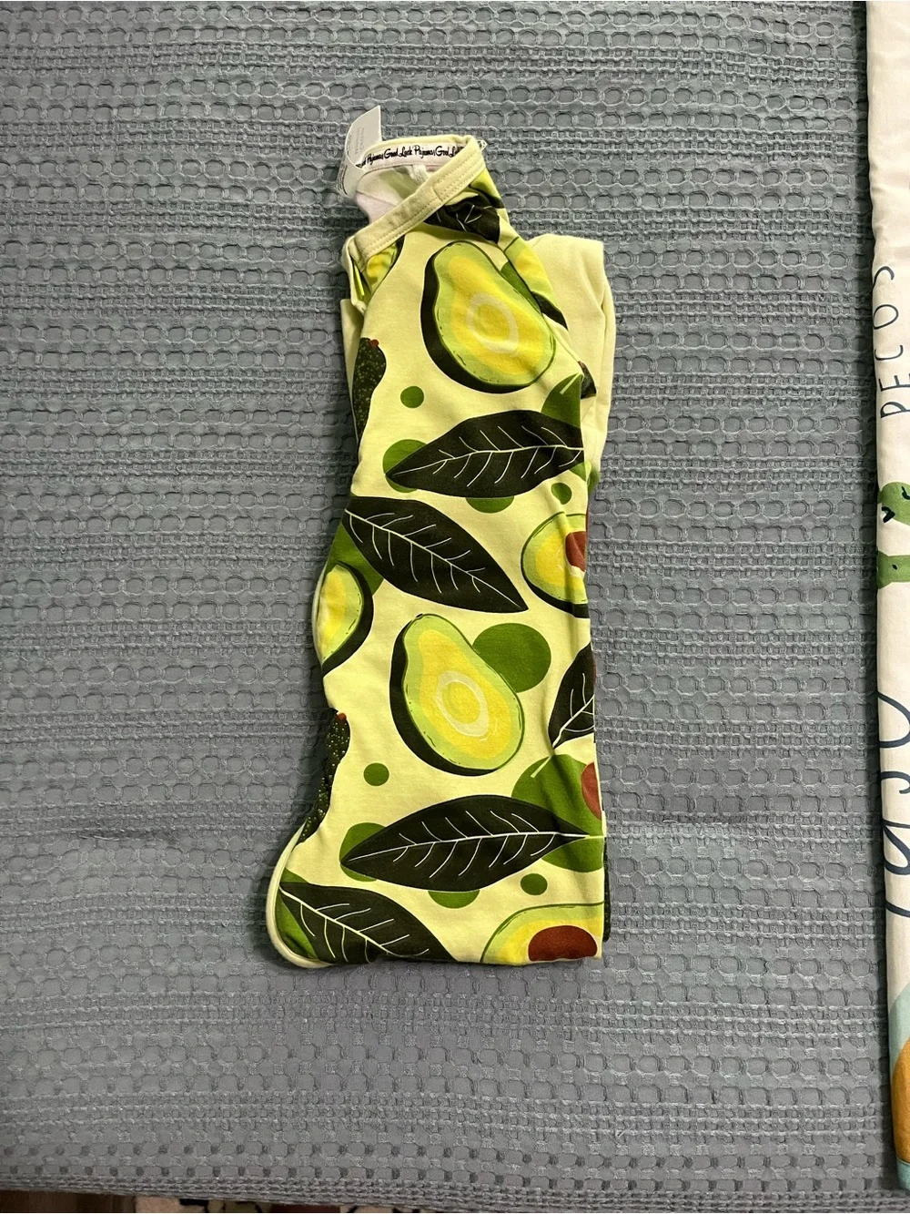 Avocado Print Green Kids Footed Pajamas with Front Zipper